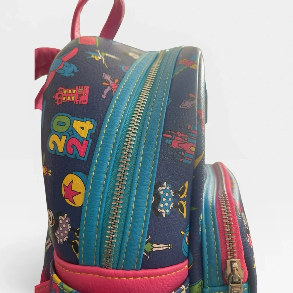 Disney Parks 2024 Loungefly Mini Backpack Mickey Minnie AOP NWT